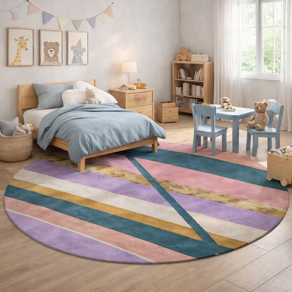 Pink Rug Wool Silk Carpet Hand Tufted 6x6 7x7 9x9 10x10 Round Rug Dinning Room