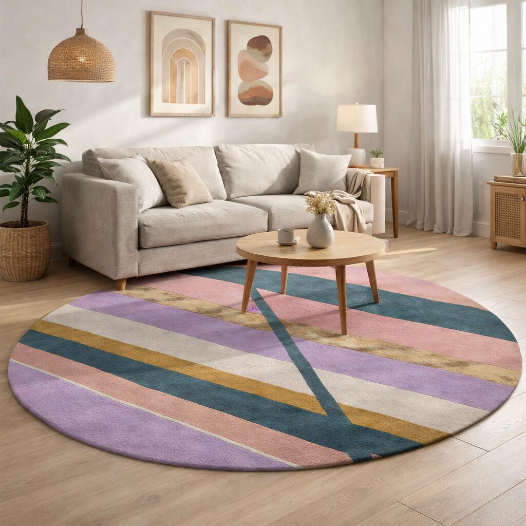 Pink Rug Wool Silk Carpet Hand Tufted 6x6 7x7 9x9 10x10 Round Rug Dinning Room