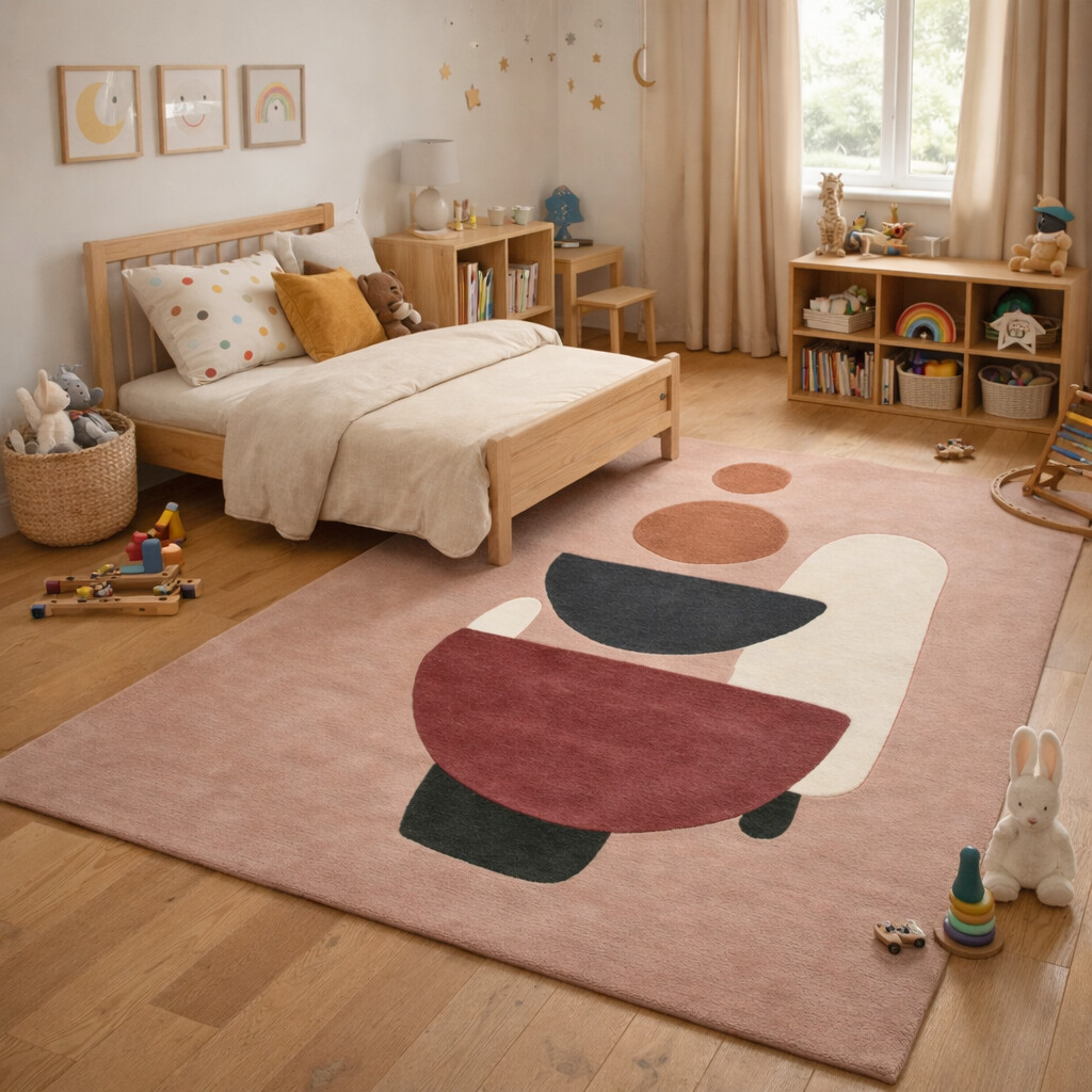 Pink Area Rug 4x6 5x7 5x8 Wool Area Rug Handmade Bedroom Floor Rugs