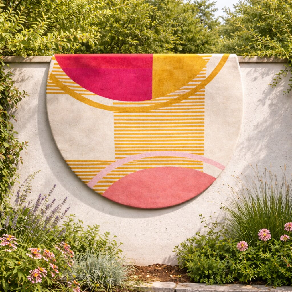 Wool Area Rug Round Rug 8x8 9x9 10x10 11x11 Circle White Carpet Striped Design