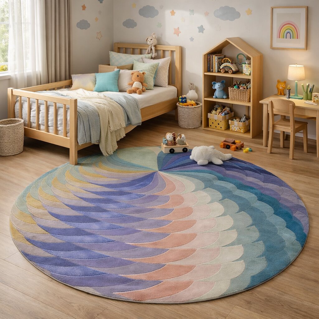 Hand Tufte Round Rug 5x5 6x6 7x7 8x8 Living Room Bedroom Wool Carpet