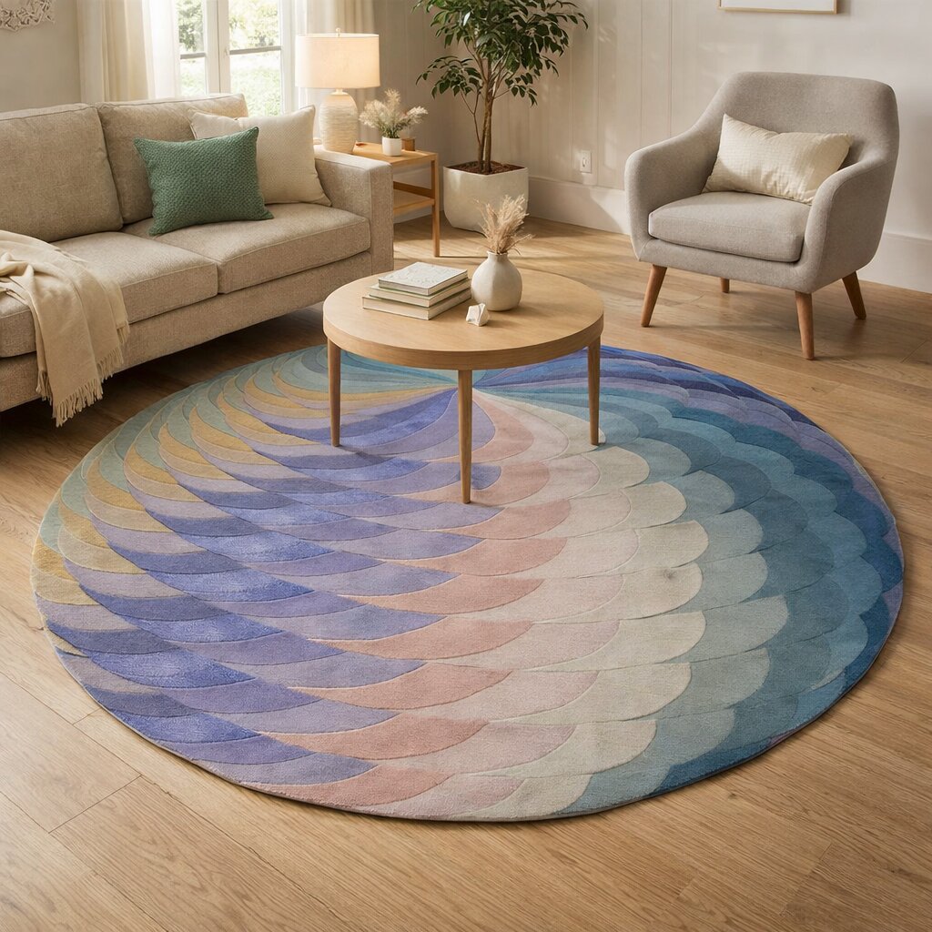 Hand Tufte Round Rug 5x5 6x6 7x7 8x8 Living Room Bedroom Wool Carpet