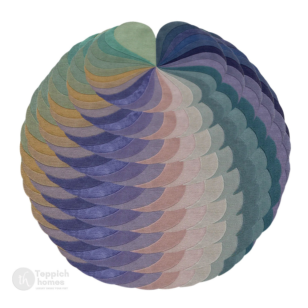 Image of Hand Tufte, Round Rug, 5x5, 6x6, 7x7, 8x8, Living Room, Bedroom, Wool Carpet