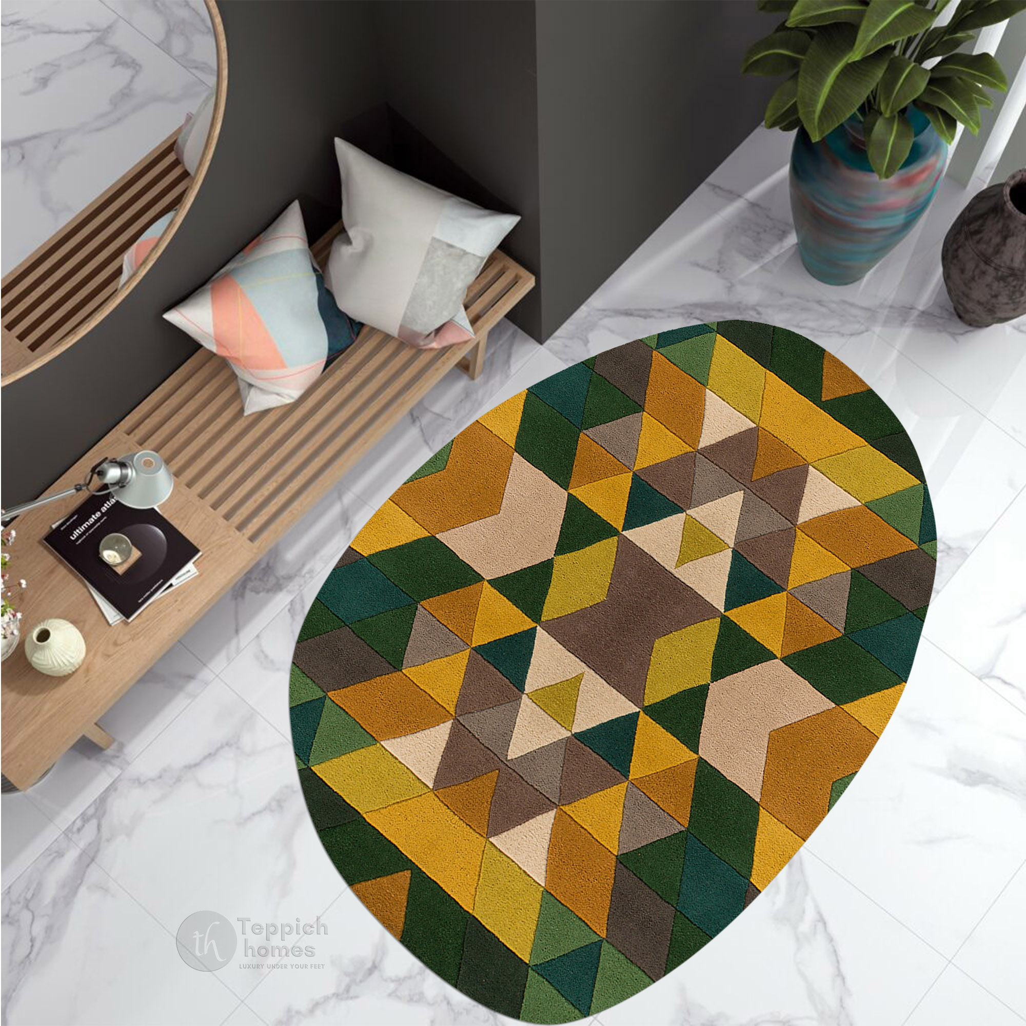 Prism Geometric Rug Geometric Prism Pattern Multicolor Rug | 9x12 ft