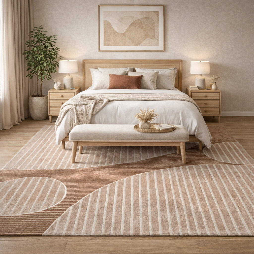 Living Room Rug 8x10 8x11 9x10 9x12 Brown Color Striped Tufted Bedroom