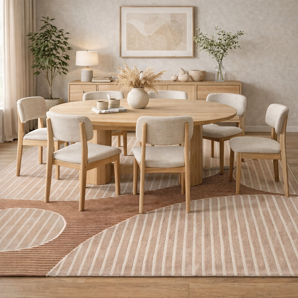 Living Room Rug 8x10 8x11 9x10 9x12 Brown Color Striped Tufted Bedroom