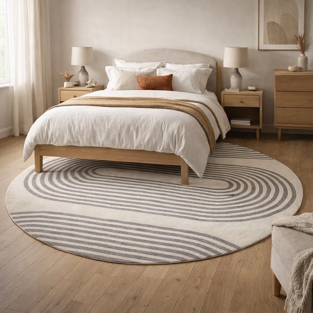 Tufted carpet  9x9 8x8 7x7 6x6  Handmade wool carpet  Ivory area rugs  Round shape  Geometric design