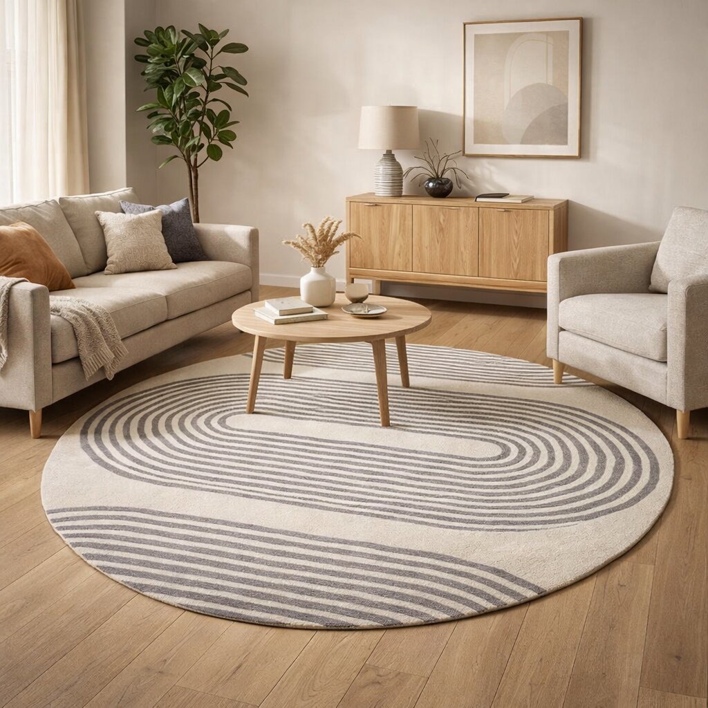 Tufted carpet  9x9 8x8 7x7 6x6  Handmade wool carpet  Ivory area rugs  Round shape  Geometric design