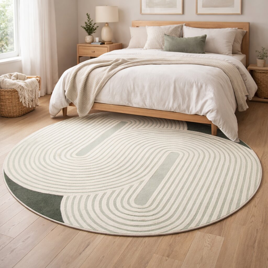 Round Emerald Green Rug 5x5 6x6 7x7 8x8 Wool Large Rug Circle Carpet Hallway Bedroom Contemporary Green Carpet