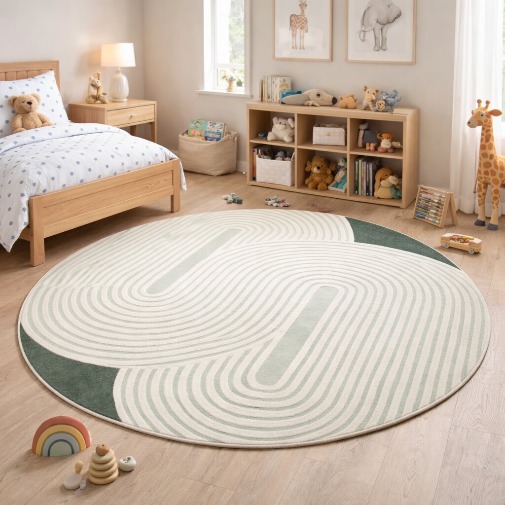 Round Emerald Green Rug 5x5 6x6 7x7 8x8 Wool Large Rug Circle Carpet Hallway Bedroom Contemporary Green Carpet