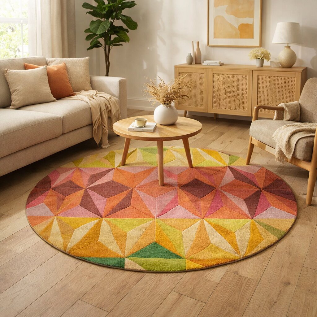 Abstract Rug Hand Tufted 8x8 9x9 10x10 11x11 Wool Area Rug Bedroom Living Room Round Carpet