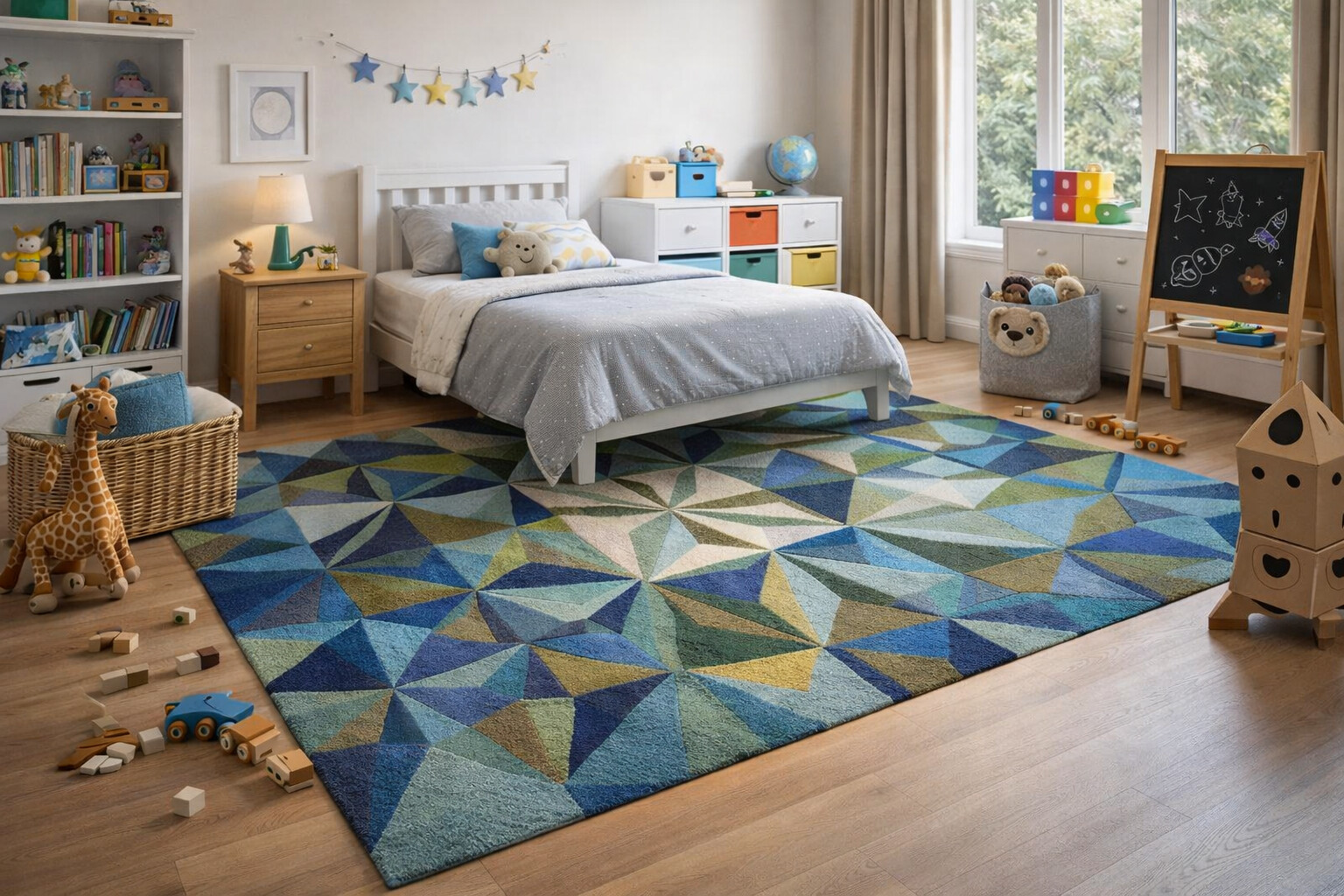 Blue Area Rug Hand Tufted 6x8 6x9 5x7 5x8 Wool Carpet Living Bedroom Handmade Rugs