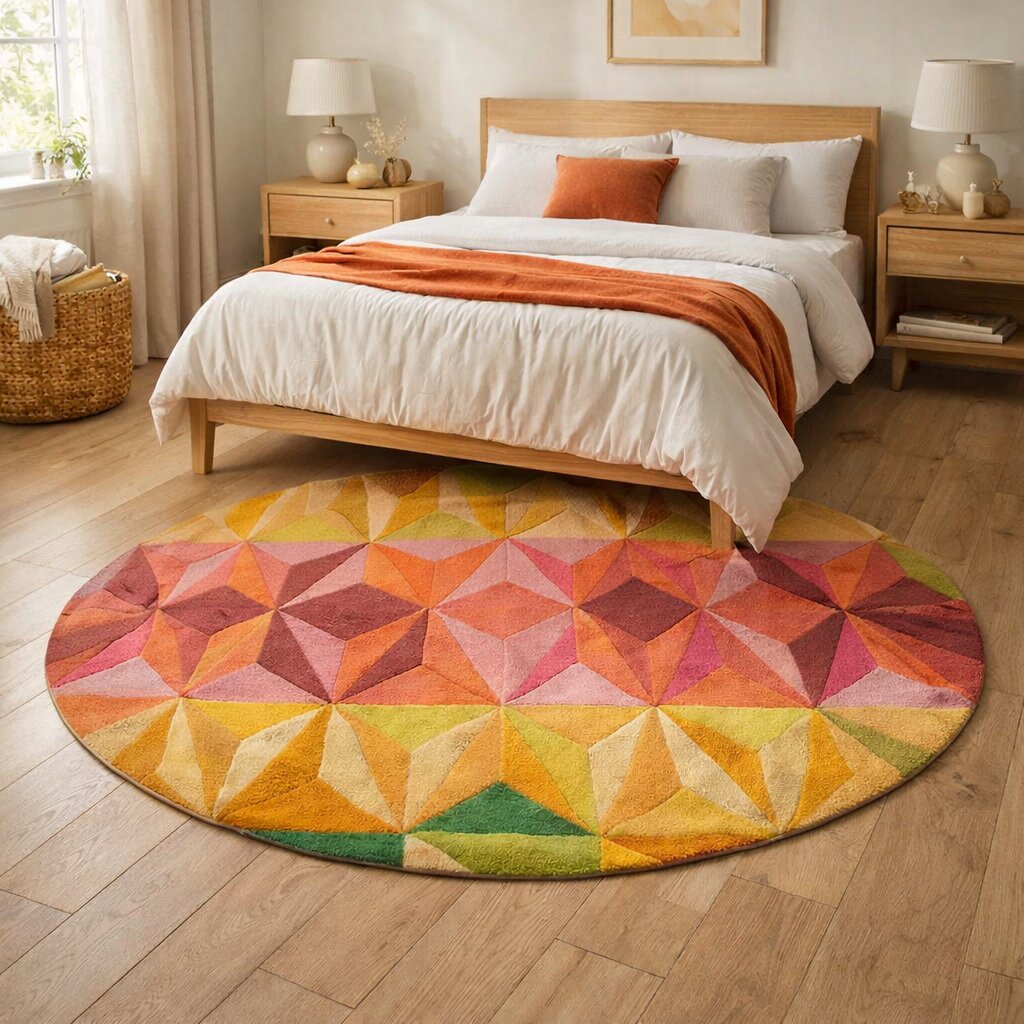Abstract Rug Hand Tufted 8x8 9x9 10x10 11x11 Wool Area Rug Bedroom Living Room Round Carpet
