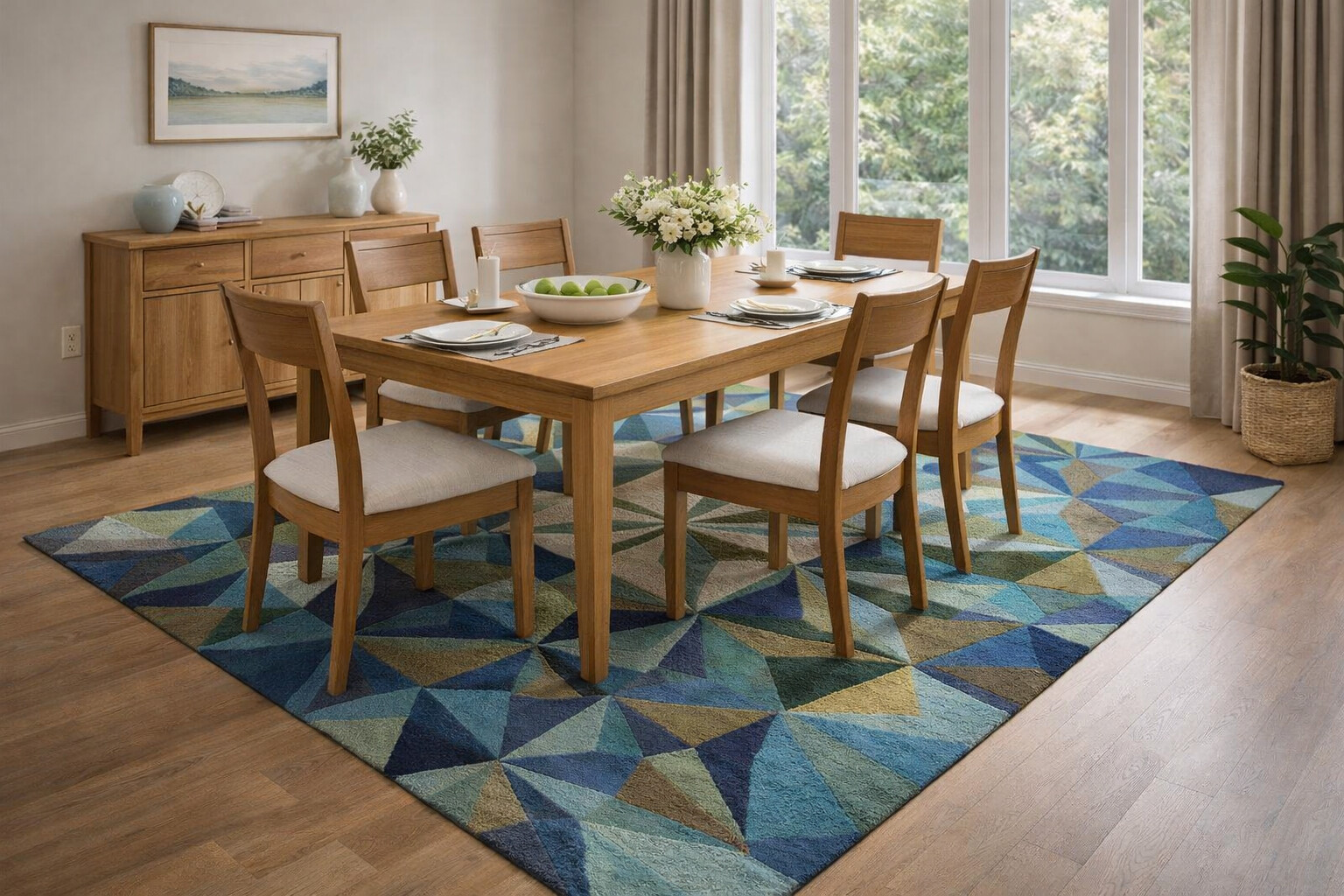 Blue Area Rug Hand Tufted 6x8 6x9 5x7 5x8 Wool Carpet Living Bedroom Handmade Rugs