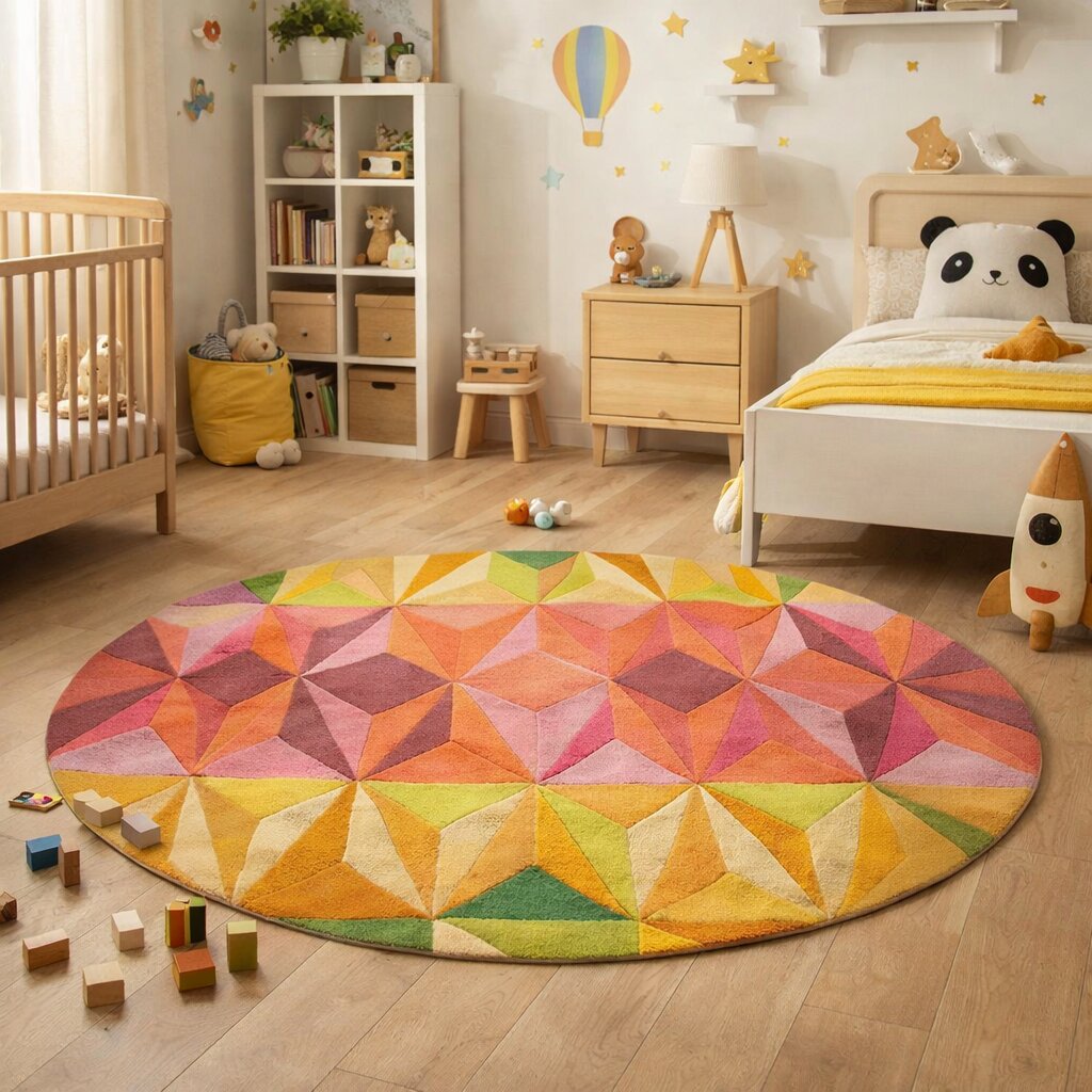 Abstract Rug Hand Tufted 8x8 9x9 10x10 11x11 Wool Area Rug Bedroom Living Room Round Carpet