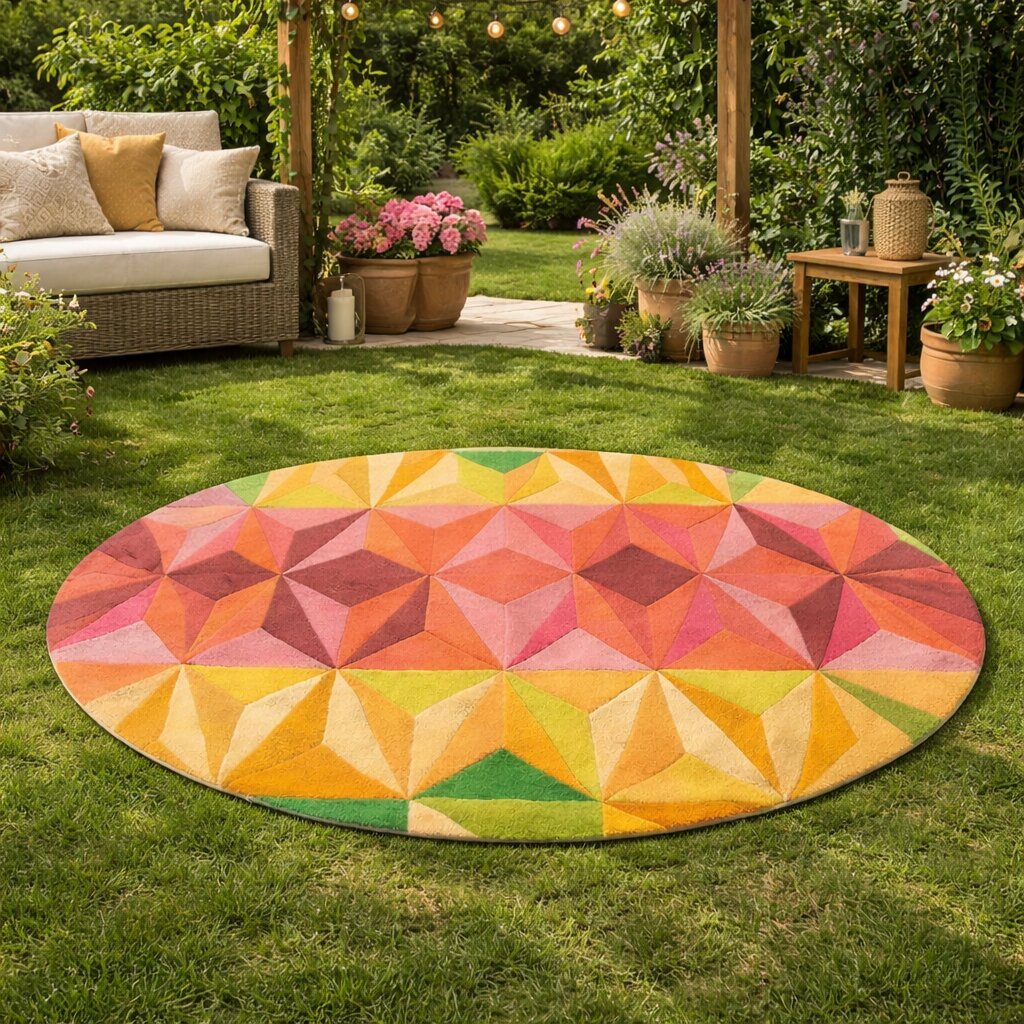 Abstract Rug Hand Tufted 8x8 9x9 10x10 11x11 Wool Area Rug Bedroom Living Room Round Carpet