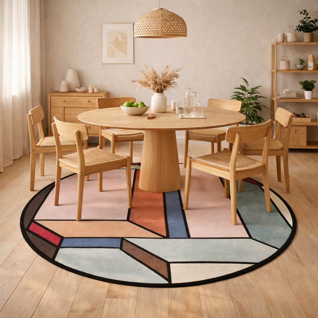 Circle Rug Hand Tufted 6x6 7x7 8x8 9x9 Pink Carpet Modern Floor Carpet Living Room Rug