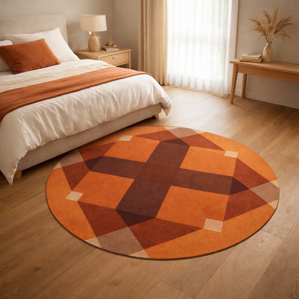 Brown Hand Tufted 5x5 6x6 7x7 8x8 Wool Area Rug Circle Tufte Rugs Bedroom Dinning Room Tuft