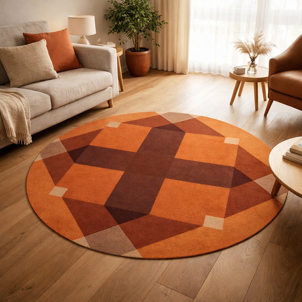 Brown Hand Tufted 5x5 6x6 7x7 8x8 Wool Area Rug Circle Tufte Rugs Bedroom Dinning Room Tuft
