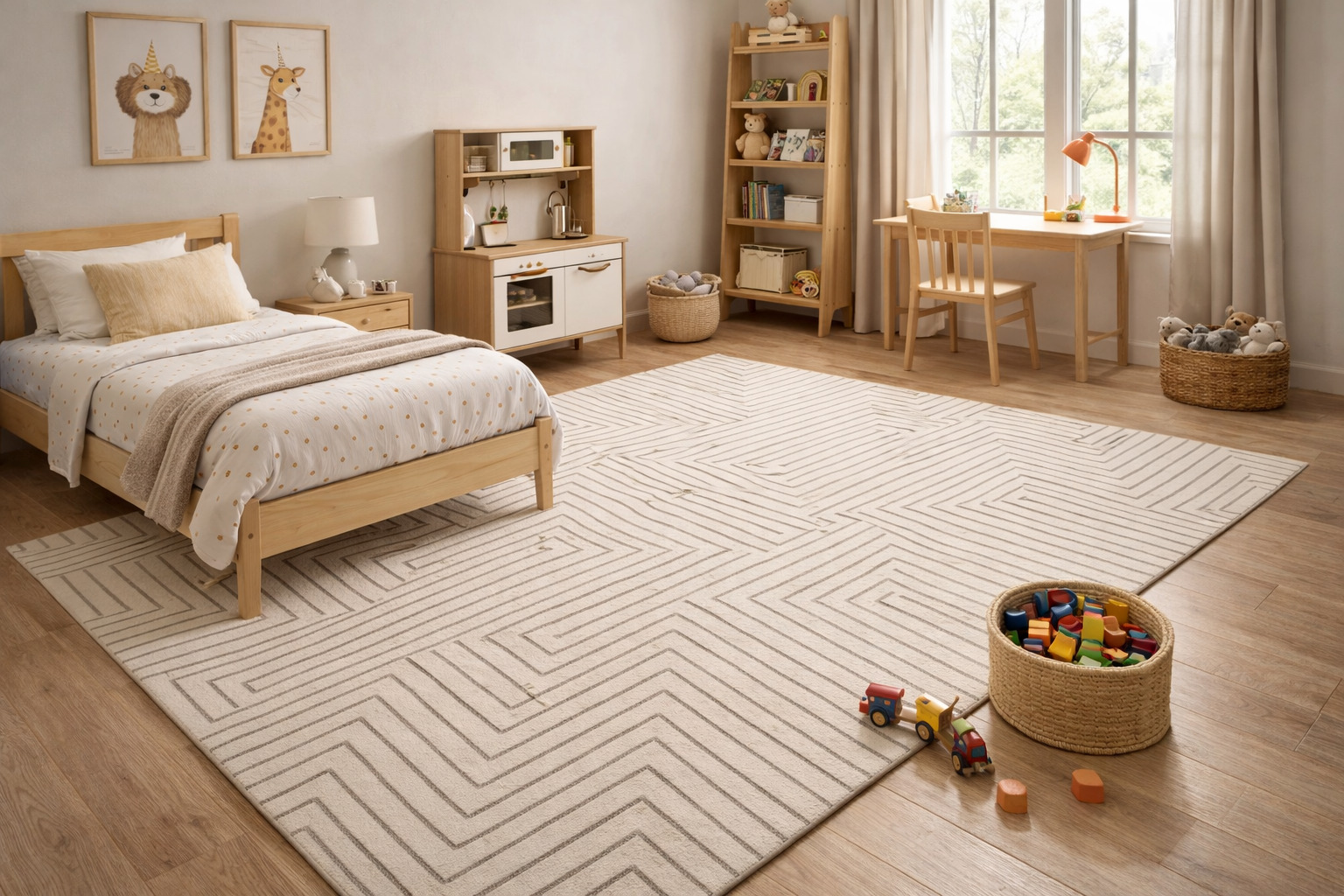 White Rug Striped Rug 5x7 5x8 6x8 6x9 Wool Carpet Bedroom Living Room