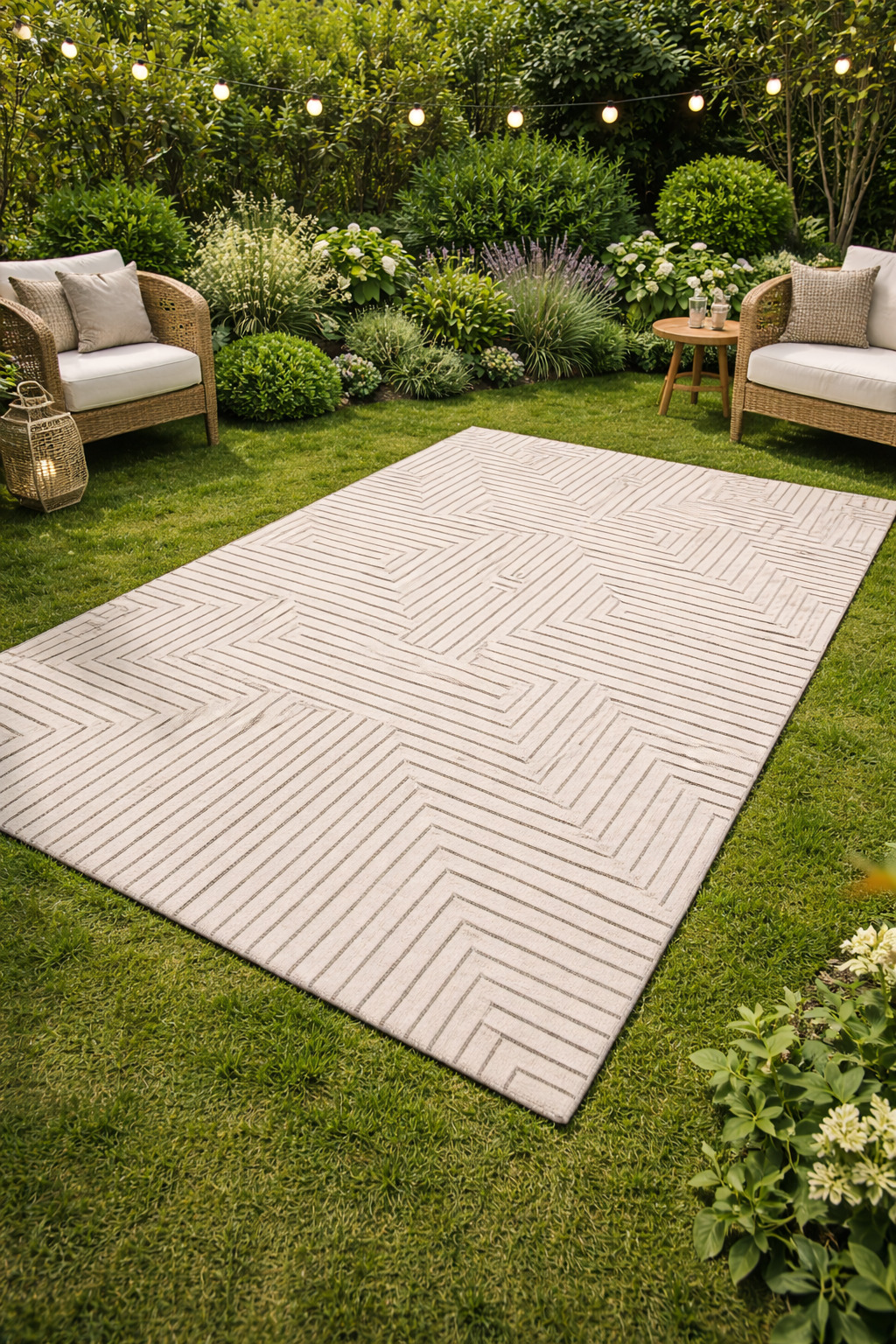 White Rug Striped Rug 5x7 5x8 6x8 6x9 Wool Carpet Bedroom Living Room