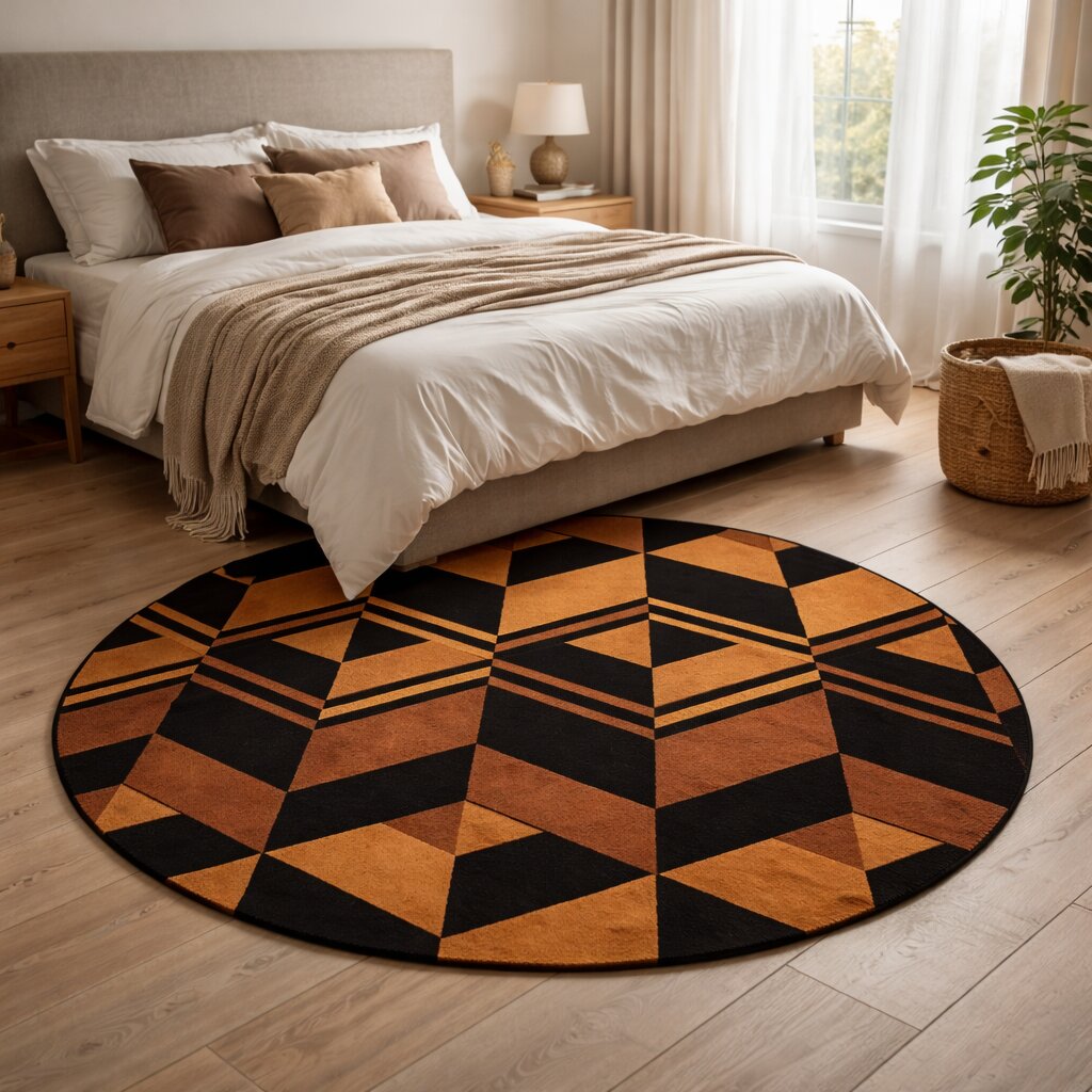 Rust Round Rug 9x9 10x10 11x11 12x12 Hand Tufted Dinning Room Contemporary Carper Wool Large Area Rug