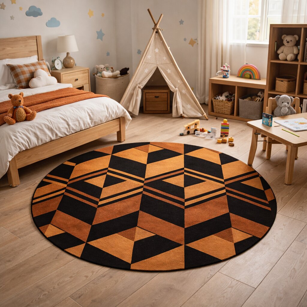 Rust Round Rug 9x9 10x10 11x11 12x12 Hand Tufted Dinning Room Contemporary Carper Wool Large Area Rug