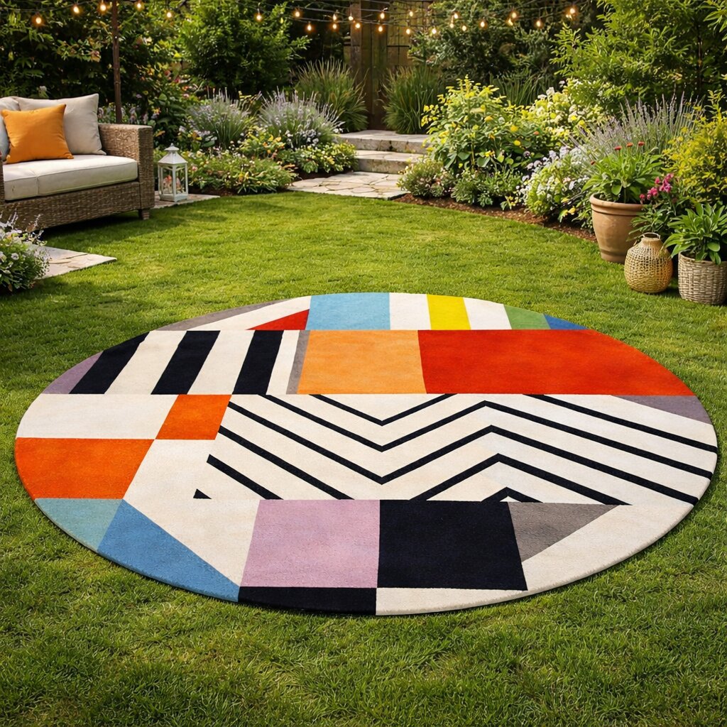 Living Room 5x5 6x6 7x7 Round Rug Hand Tufted Circle Carpet Wool Large Rug Bedroom