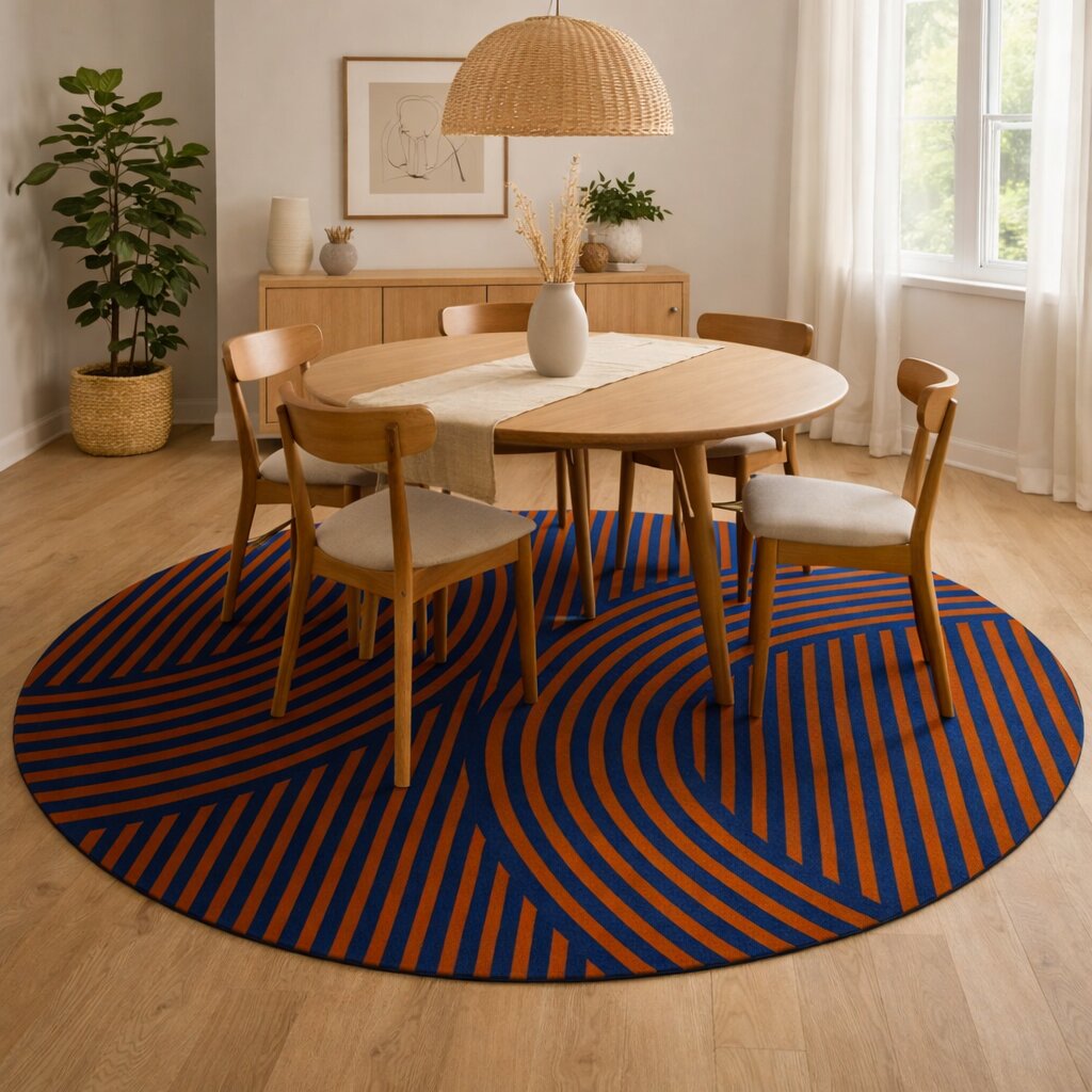 Round Area Rug Hand Tufted Blue Color 5x5 6x6 7x7 8x8 Rug For Living Room Bedroom