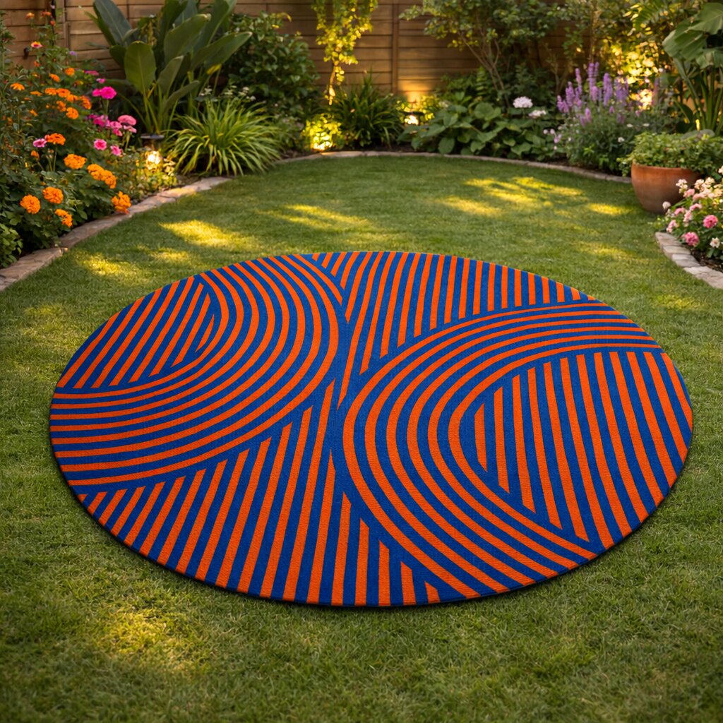 Round Area Rug Hand Tufted Blue Color 5x5 6x6 7x7 8x8 Rug For Living Room Bedroom