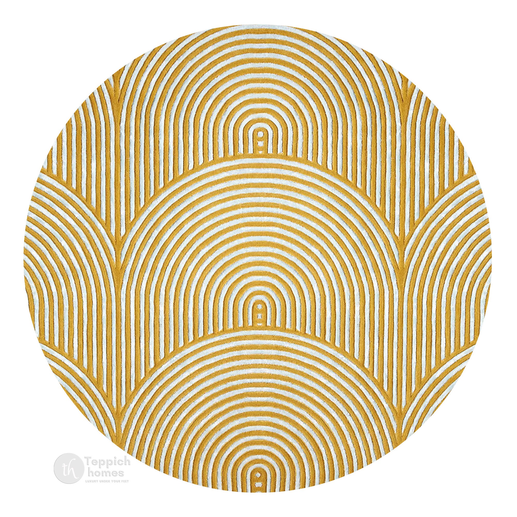 Mustard round rug  Arch pattern rug  Handmade  Arch tufted rug  8x8 9x9 10x10 11x11  Bedroom Living room