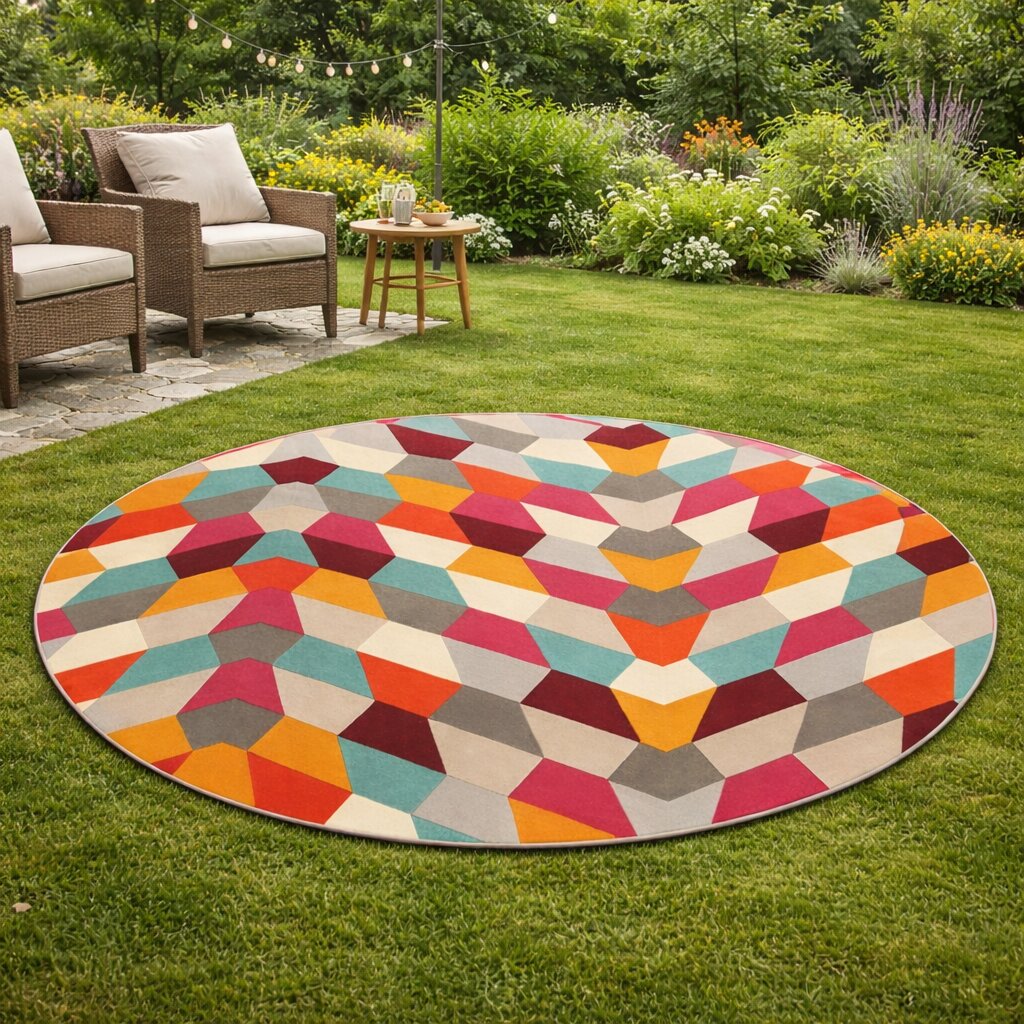 Multicolor Rug Hand Tufted 6x6 7x7 8x8 9x9 Mid Century Rug Round Carpet
