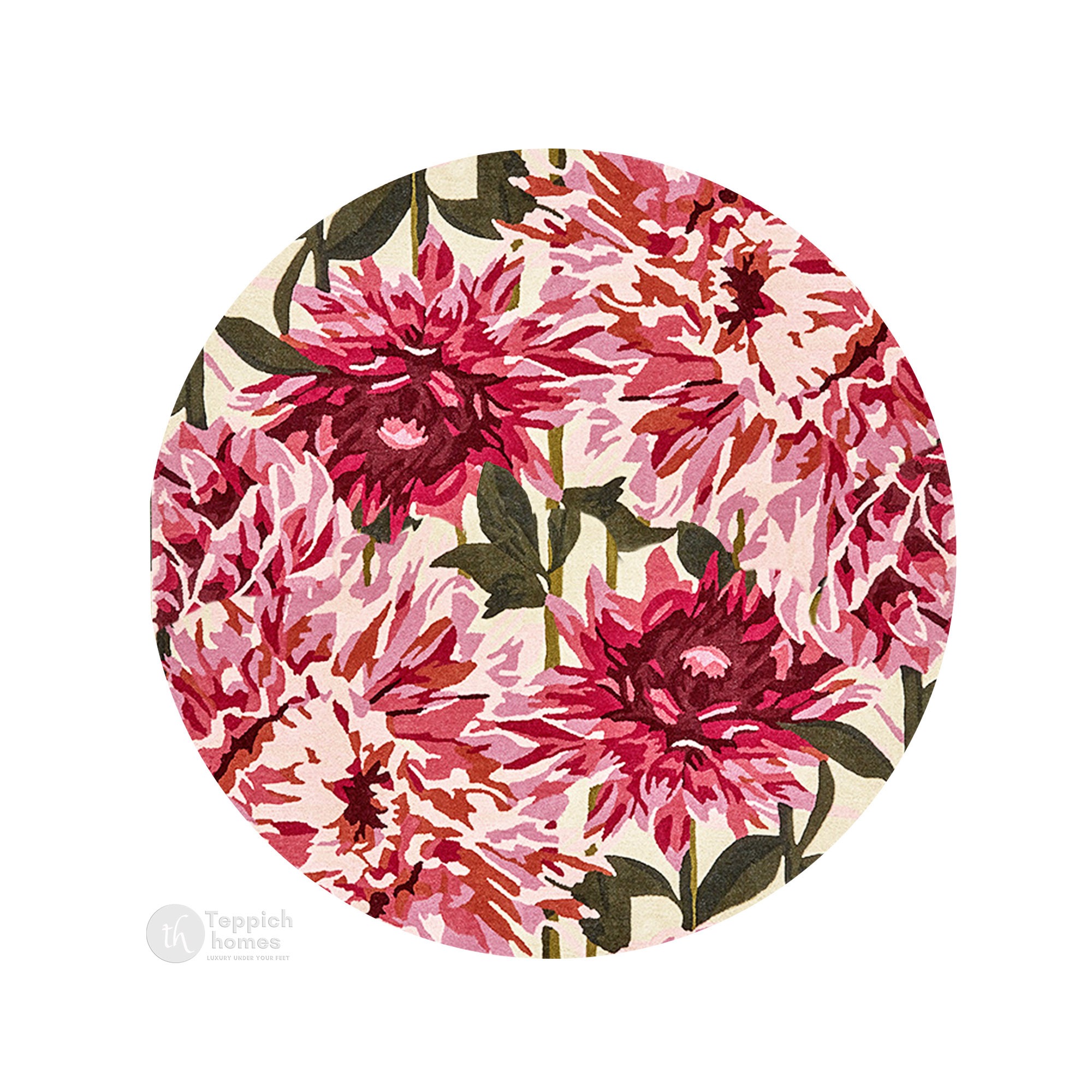 Pink Area Rug Flower Rug 10x10 11x11 12x12 13x13 Round Rug Living Room