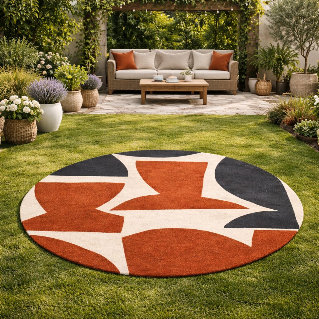 Hand Tufted Round Rug Irregular Design Rug 7x7 8x8 9x9 10x10 Contemporary Carpet