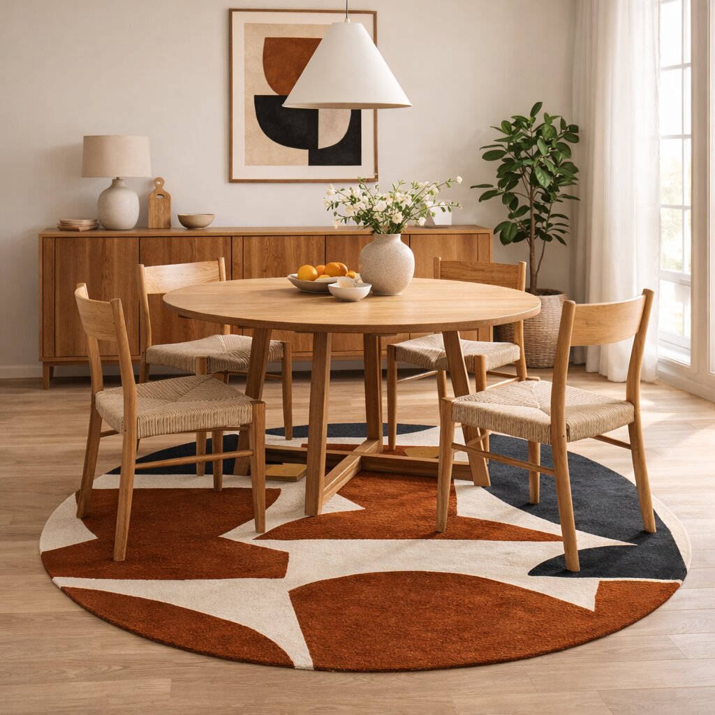 Hand Tufted Round Rug Irregular Design Rug 7x7 8x8 9x9 10x10 Contemporary Carpet