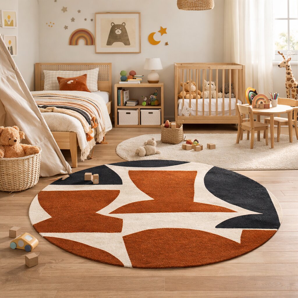 Hand Tufted Round Rug Irregular Design Rug 7x7 8x8 9x9 10x10 Contemporary Carpet