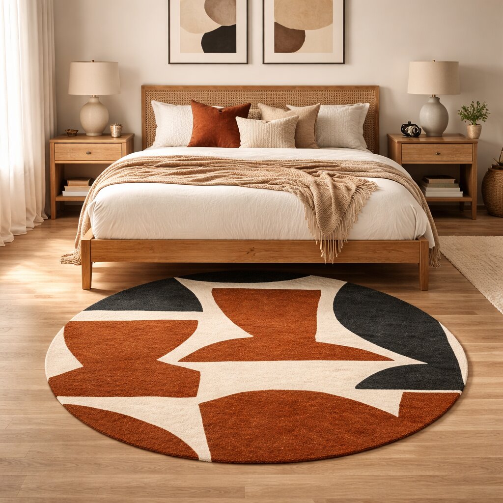 Hand Tufted Round Rug Irregular Design Rug 7x7 8x8 9x9 10x10 Contemporary Carpet