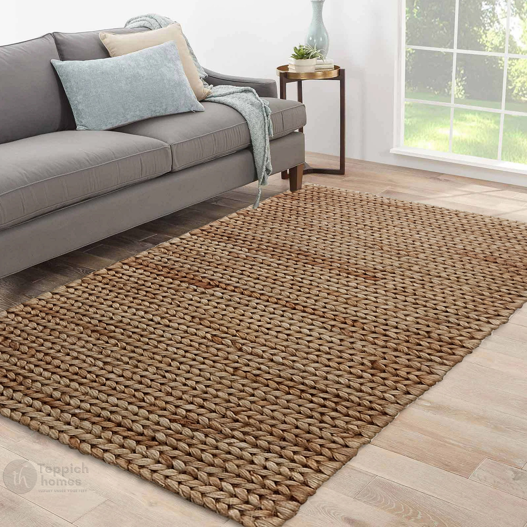 9x10 Rectangle Handmade Woven Area Rugs, Natural Color Rectangular Carpets for Bedroom ...
