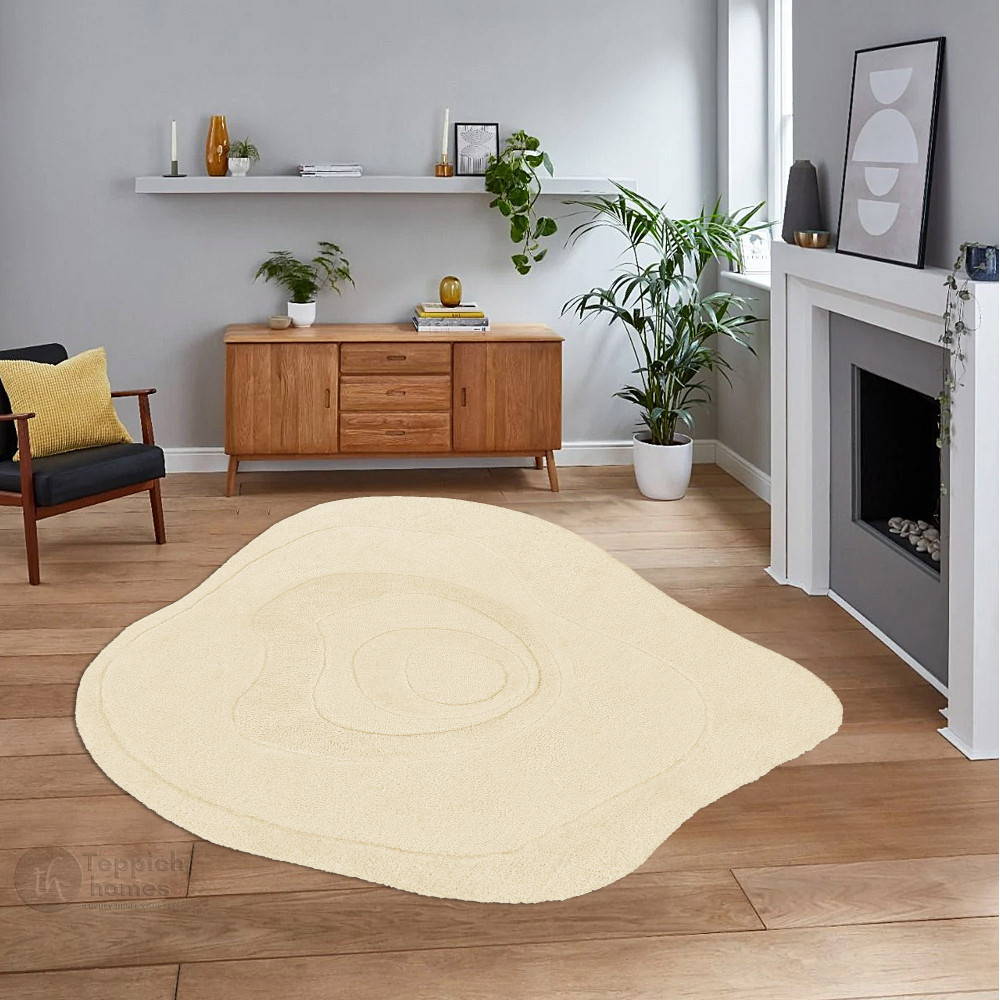 Neutral Abstract Rug Cream Organic Abstract Topography Cream Rug | 6x9 ft