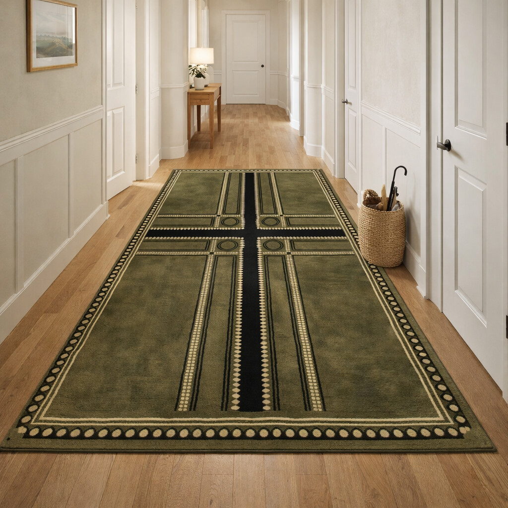 Green Wool Area Rug Hand Tufted Rectangular Carpets 5x8 6x9 8x13 11x12 Sizes Perfect for Kids Dining Living Rooms