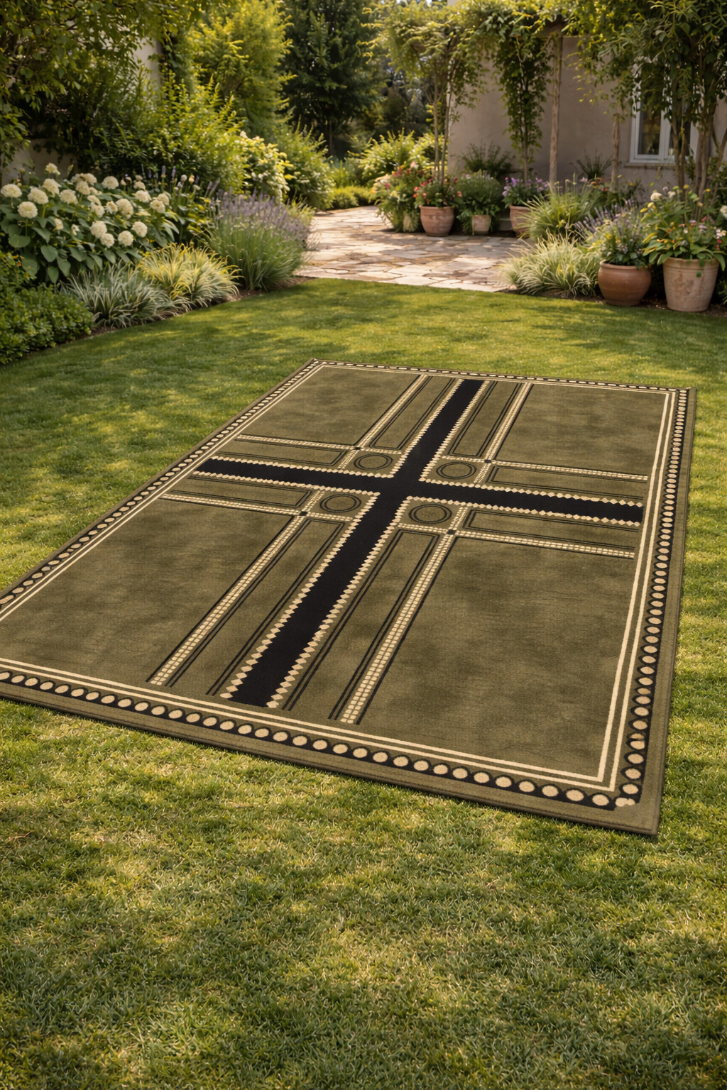 Green Wool Area Rug Hand Tufted Rectangular Carpets 5x8 6x9 8x13 11x12 Sizes Perfect for Kids Dining Living Rooms