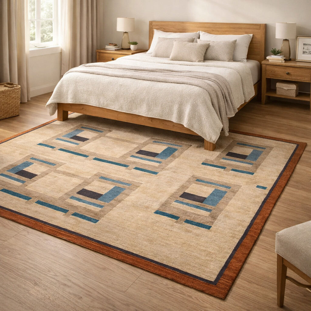 Elegant Hand Tufted Beige Wool Rugs 5x8 7x10 8x13 9x12 Sizes Perfect for Bedroom Living Room Dcor