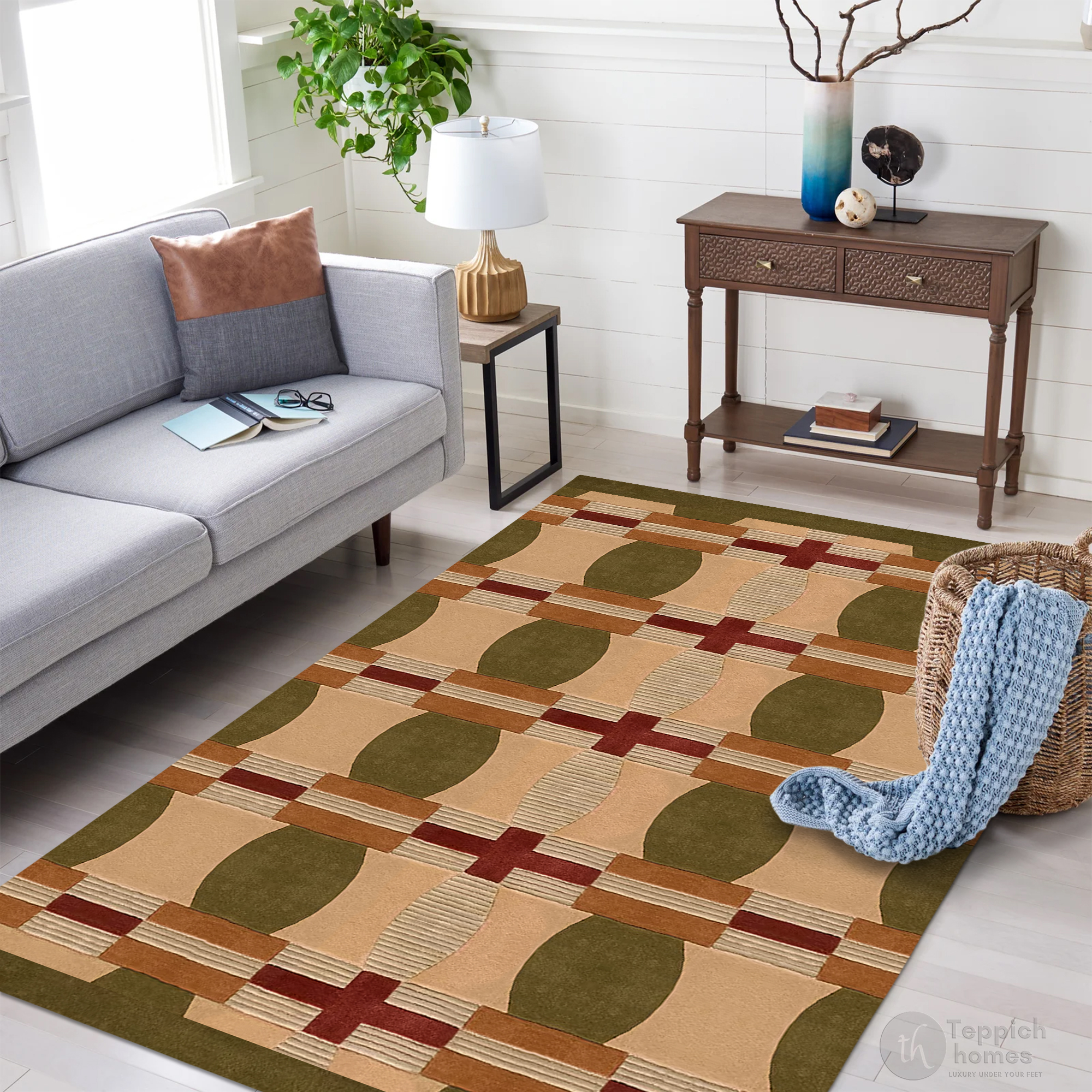 Modern Multicolor Geometric Area Rug Contemporary Patterned Carpet for Living Room and Bedroom