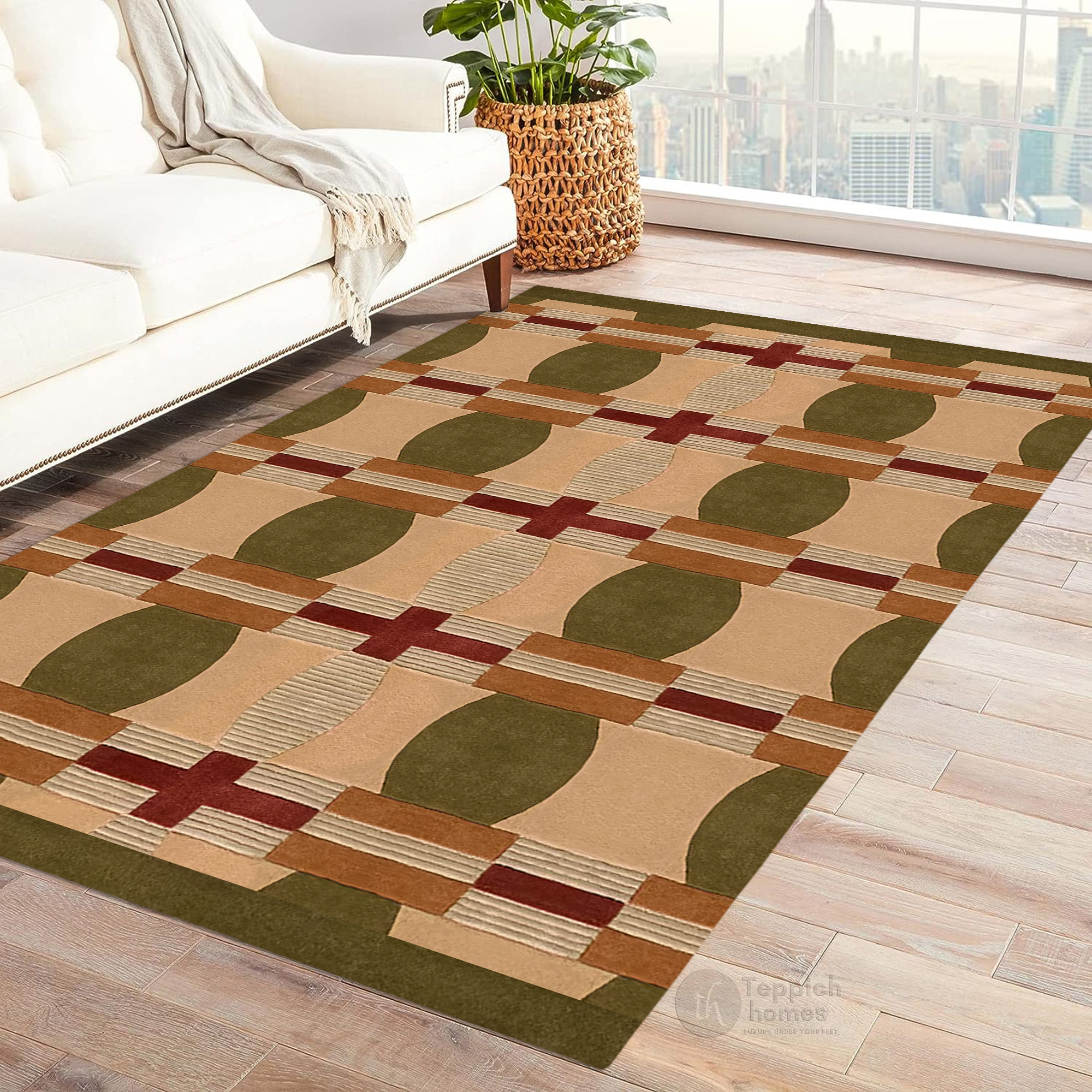 Modern Multicolor Geometric Area Rug Contemporary Patterned Carpet for Living Room and Bedroom