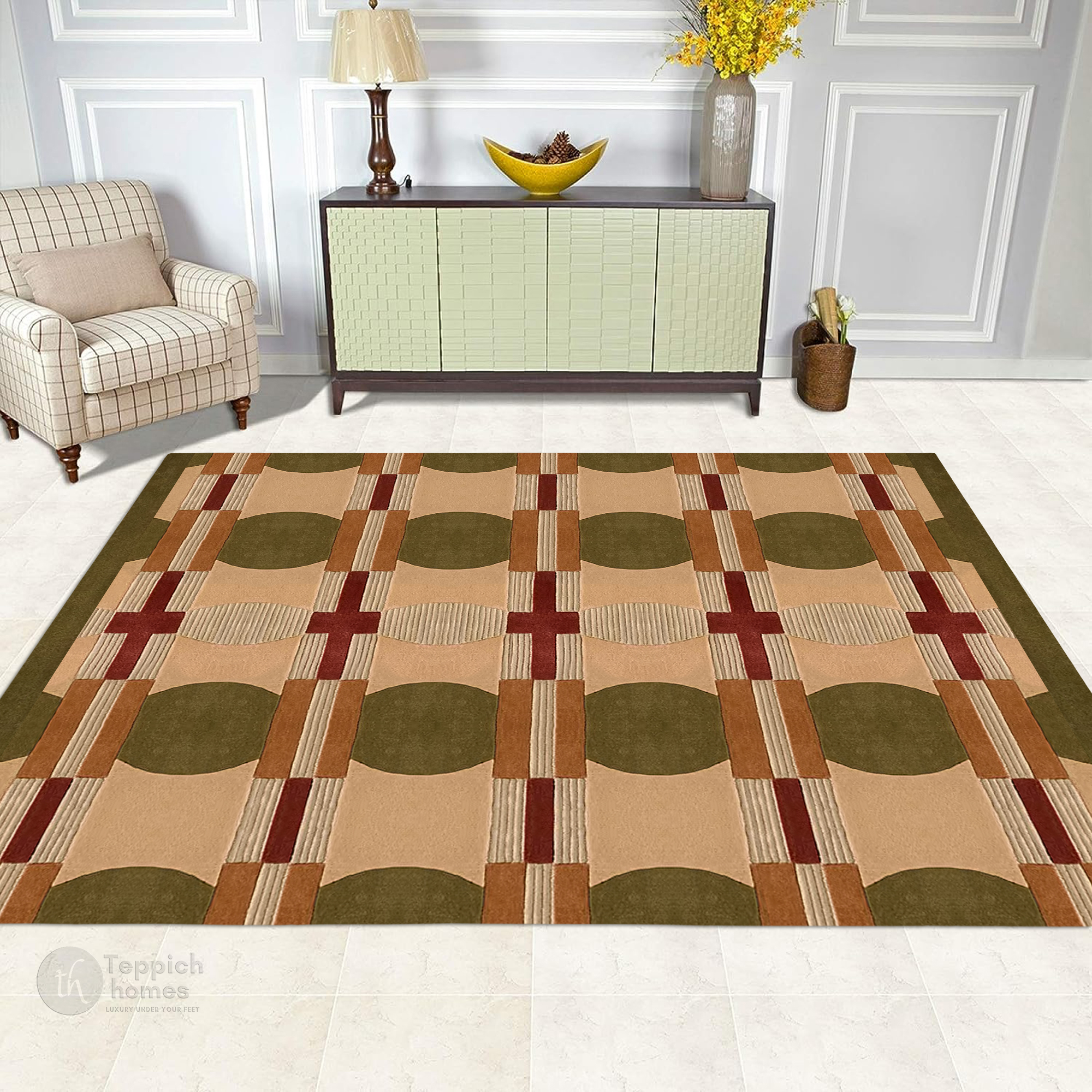 Modern Multicolor Geometric Area Rug Contemporary Patterned Carpet for Living Room and Bedroom