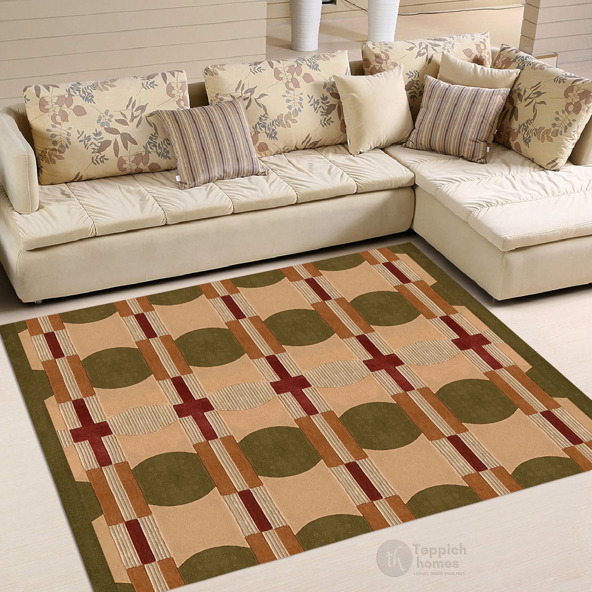 Modern Multicolor Geometric Area Rug Contemporary Patterned Carpet for Living Room and Bedroom