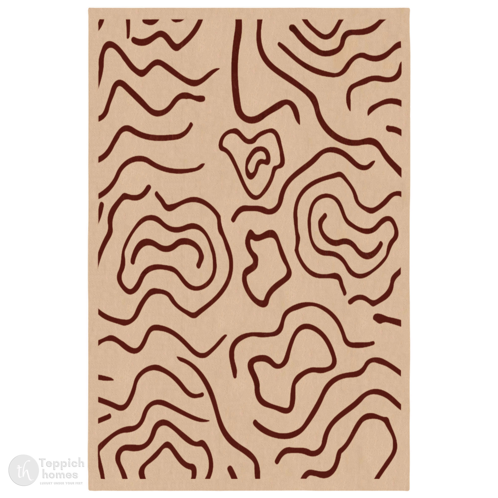 Beige Modern Line Pattern Rug Contemporary Area Carpet for Living Room and Bedroom