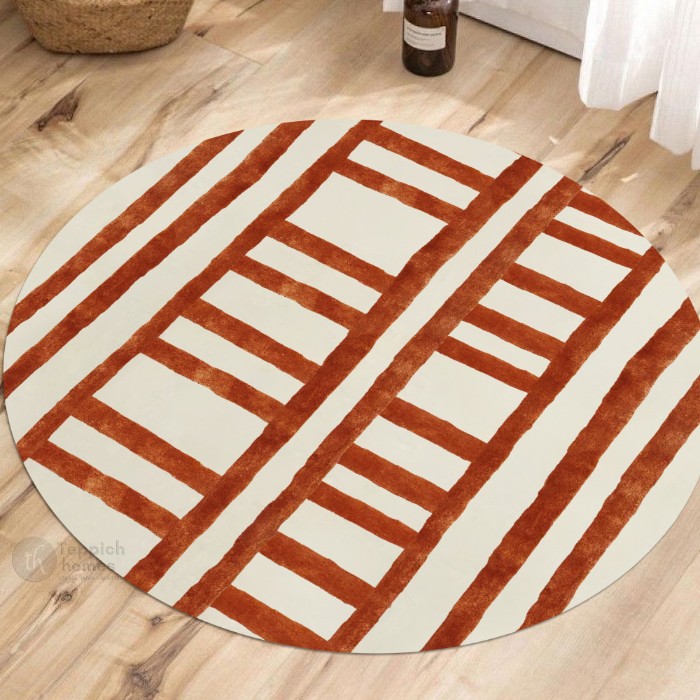 Rustic Ladder Stripe Round Rug | 6x6 ft