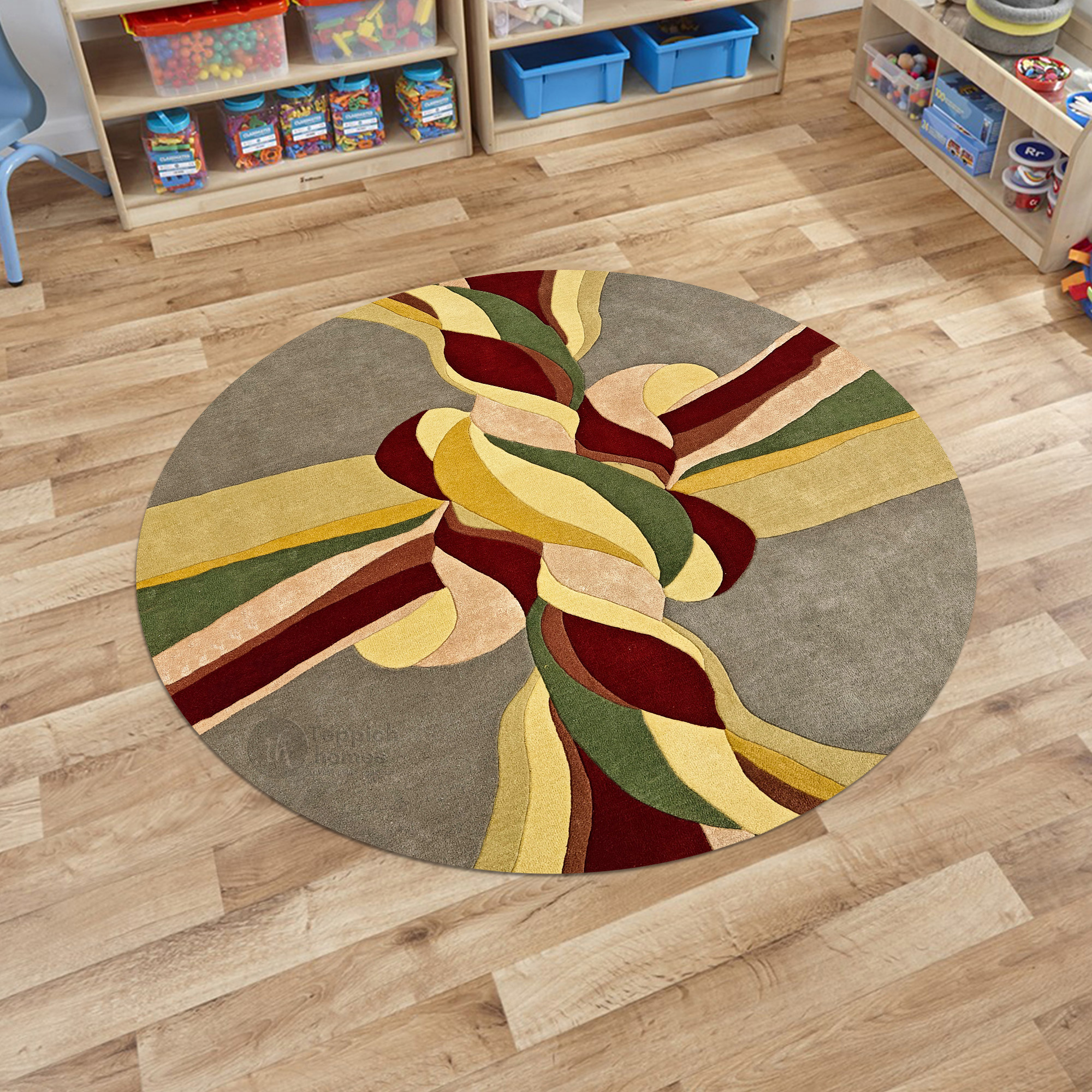 Abstract Twisted Pattern Bedroom Rug 5x5