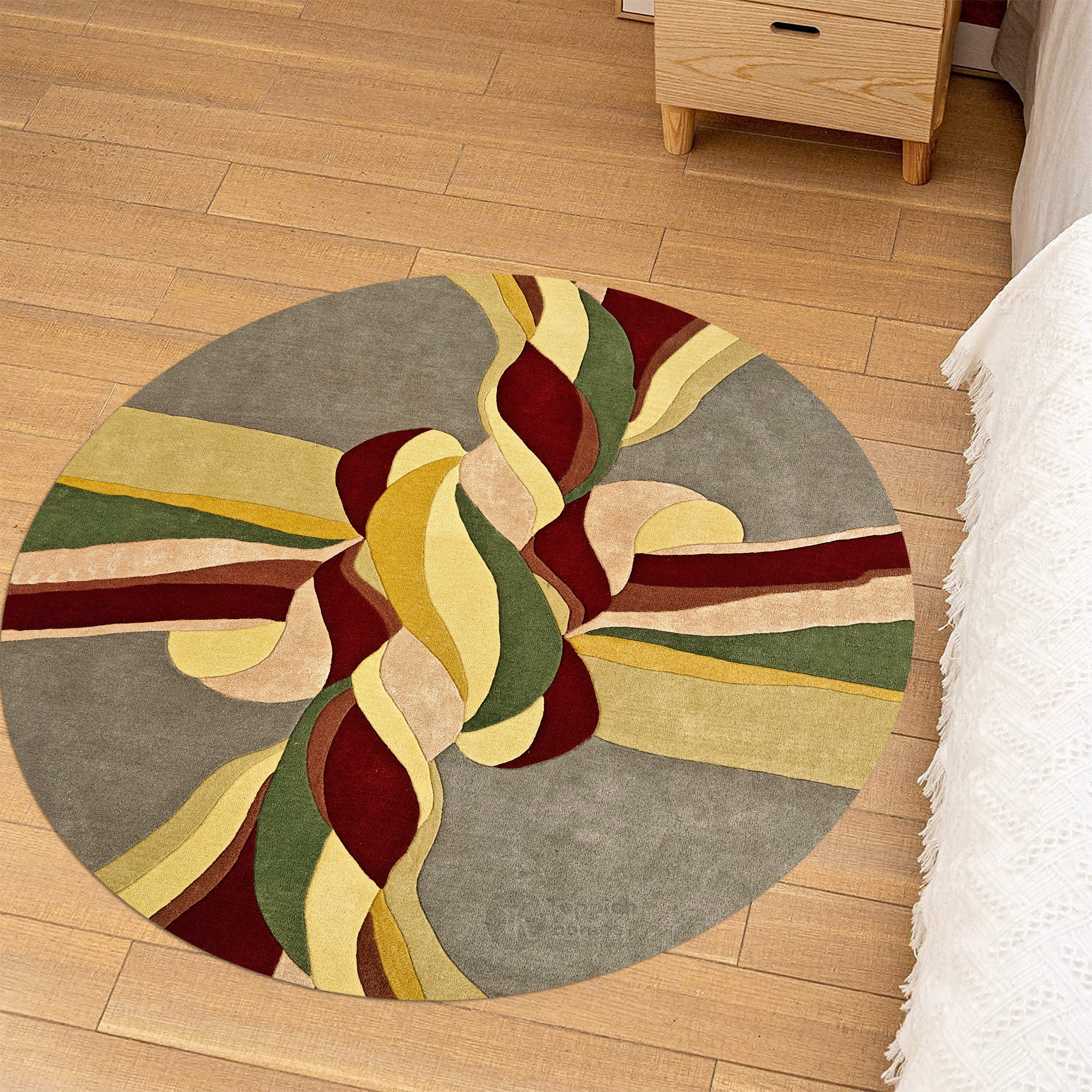 Abstract Twisted Pattern Bedroom Rug 8x8